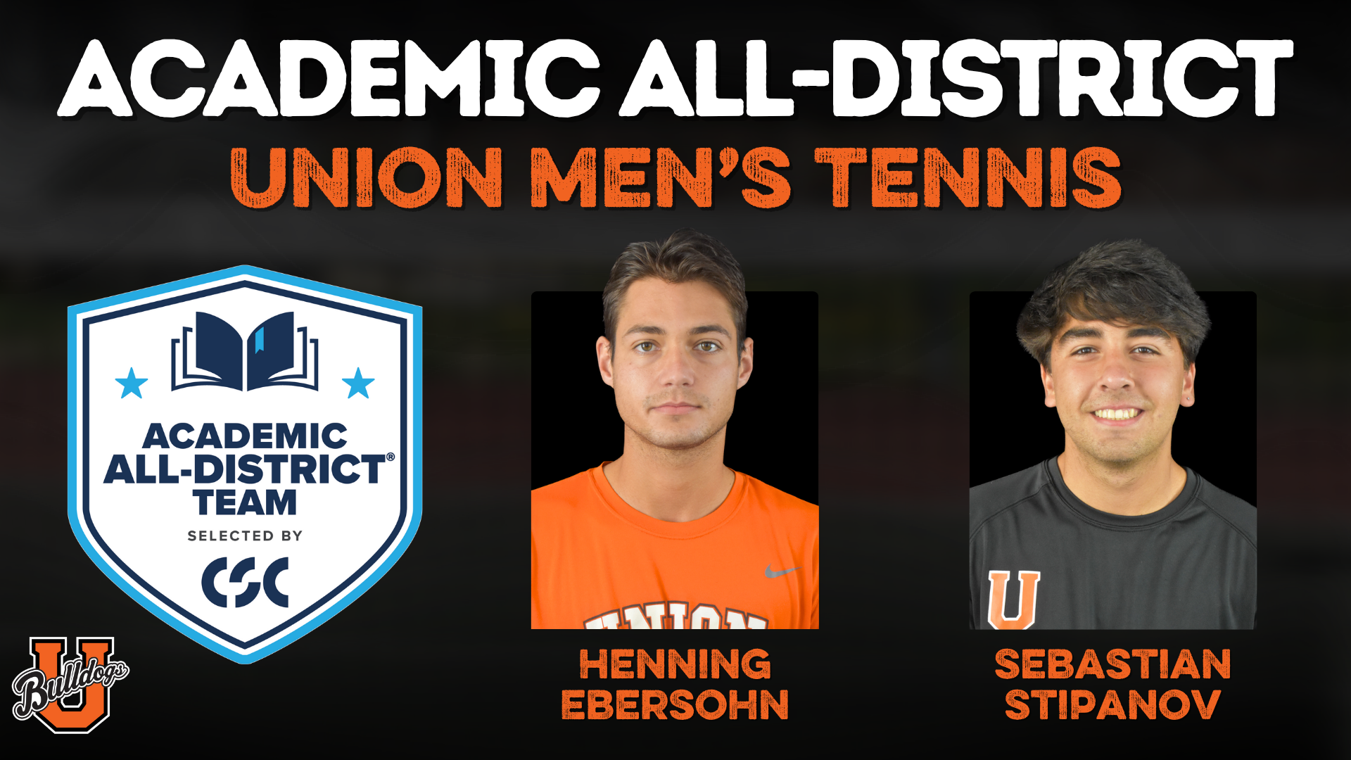 Union men&rsquo;s tennis has two student-athletes named to CSC Academic All-District Team