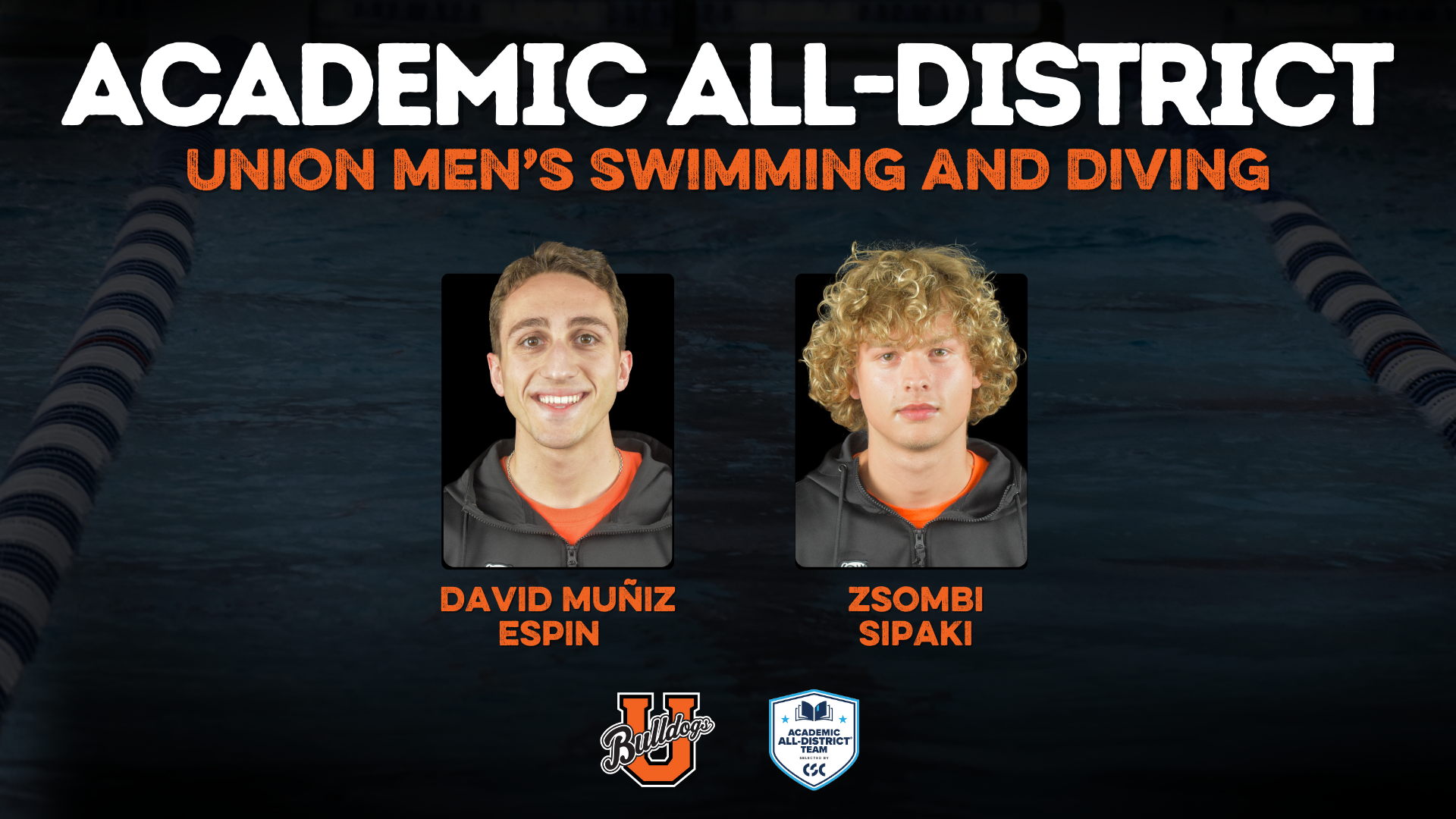 Two Union men's swimmers named to CSC Academic All-District Team