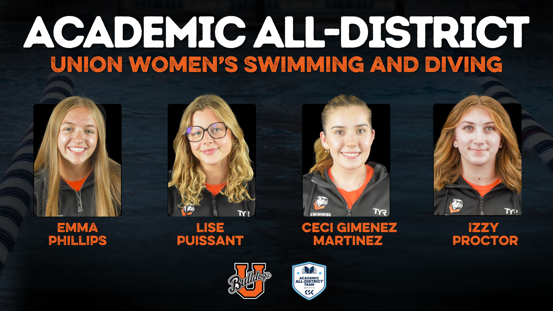 Four UCU women's swimmers named to CSC Academic All-District Team